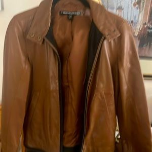 All soft leather brown with black trim